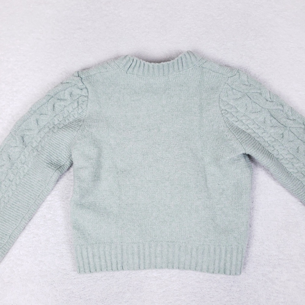 Sincerely Jules Mint Green Cable Knit Crew Neck Sweater Womens Medium Cropped - Picture 6 of 8
